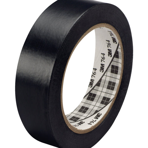 1 in x 36 yd 5.0 Mil Black 3M 764 Vinyl Tape 36/Case T965764B