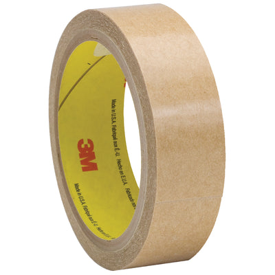High-tack 3M 927 adhesive transfer tape designed for packing line supervisors who need reliable splicing and mounting on textured and smooth surfaces. Each case includes 6 hand rolls of 1" x 60 yds with densified kraft paper liner and durable acrylic adhesive. UV and chemical resistant for demanding packaging applications.