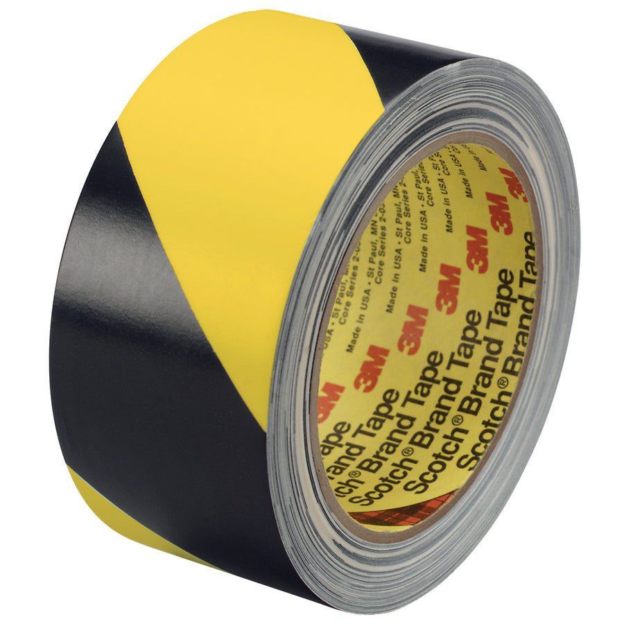 Fast-apply 3M 5702 safety stripe vinyl tape marks traffic areas and physical hazards on packing lines without production downtime. 2" x 36 yards per roll, 5.4 mil durable vinyl with aggressive rubber adhesive sticks on contact to most surfaces. Case of 24 rolls.