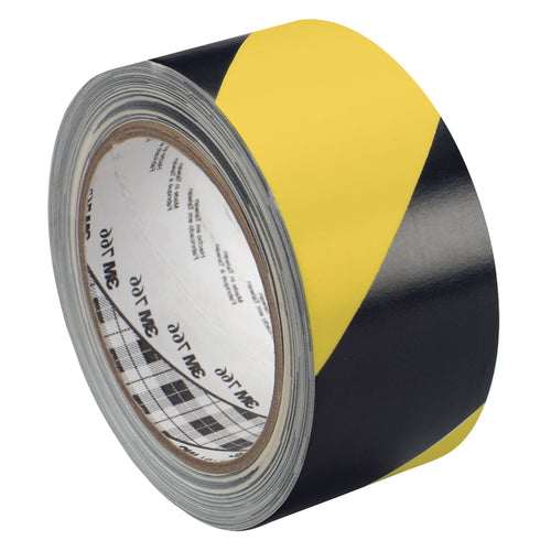 2 in x 36 yd 5 Mil Black/Yellow 3M 766 Safety Tape 24/Case T967766