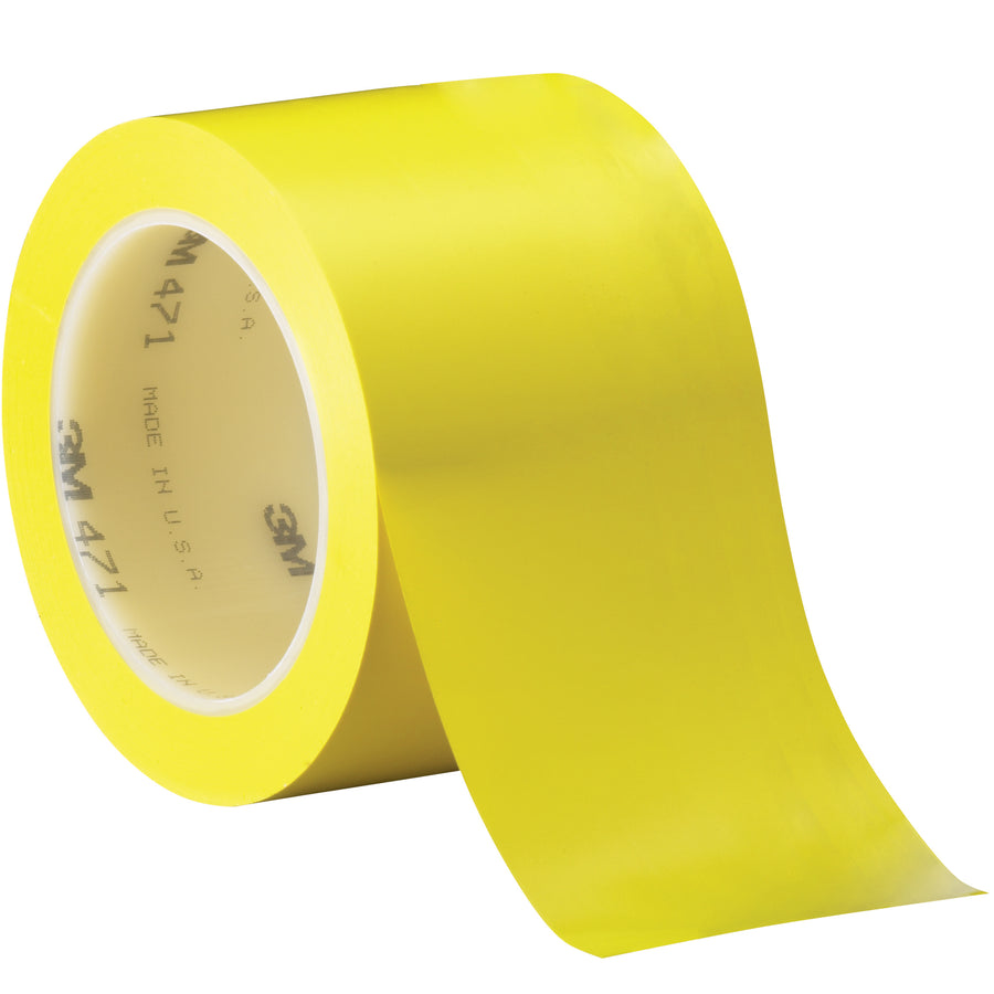 Heavy-duty 5.2 mil yellow vinyl safety tape designed for packing line supervisors who need fast, reliable case sealing and color-coded identification. Each case includes three 3" x 36 yard rolls with rubber adhesive that sticks on contact‚no dripping, drying, or cleanup required. Resists moisture, chemicals, and abrasion for extended service life on dispensers and in harsh warehouse environments.