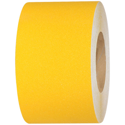 Reduce workplace slip hazards with this 4" x 60' yellow anti-slip tape featuring a 60 grit extra-coarse sandpaper surface and industrial-grade adhesive. Designed for packing lines, warehouse floors, and equipment areas where slippery fluids present safety risks. Works reliably from -20¬∞F to 150¬∞F on sealed concrete, painted metals, and wood surfaces.