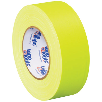 Packrift's Tape Logic fluorescent yellow gaffers tape delivers 36 lb tensile strength with zero residue–ideal for packing lines, cable management, and floor safety marking. Each case includes 24 rolls of 2" x 50 yard tape, sized for high-volume operations. Non-reflective, highly visible design works indoors and outdoors.