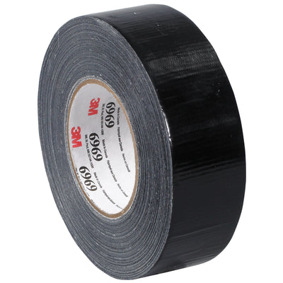 Aggressive adhesive 3M 6969 duct tape delivers reliable hold on rough surfaces and irregular cores in high-speed packing lines. 10.7 mil black backing with writable surface for line identification. Sold as case of 24 rolls–your production supervisor's go-to for consistent case sealing and dispenser compatibility.