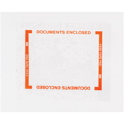 Eliminate dispenser requirements with 3M 830 pouch tape pads‚pre-cut 5x6" clear pads with "Documents Enclosed" print for instant document attachment on any packing line. 2.5 mil acrylic construction delivers reliable core compatibility and consistent adhesion across high-speed case sealing operations. Case of 40 pads ready to deploy.