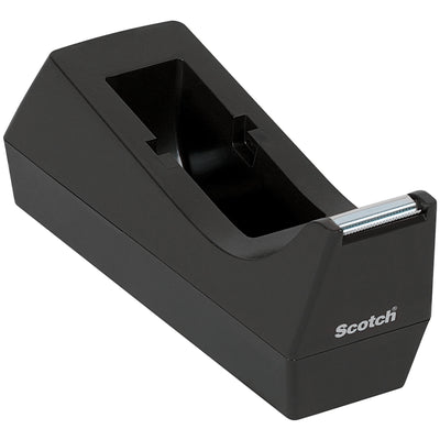 The 3M C38 1" core table top dispenser delivers one-handed tape dispensing with weighted stability for high-speed packing lines. Holds up to 36 yards of 3/4" wide tape on 1" core spools. Black plastic construction keeps your sealing station organized and productive.