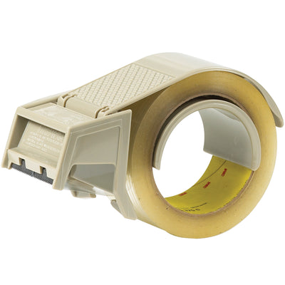 The 3M H122 hand held carton sealing tape dispenser delivers precise, consistent seals on every package. Built-in hand brake mechanism ensures tight adhesion without tape waste or dispenser slippage. Durable gray plastic construction handles high-volume packing line demands.