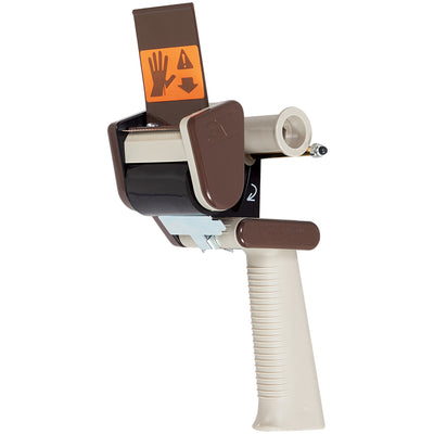 Scotch® H150 low-noise tape dispenser reduces sound by up to 40% while maintaining consistent seal strength on 2" carton sealing tape. Metal and plastic construction with ergonomic pistol grip dispenser design minimizes hand fatigue during high-volume shipping operations. Operates on standard 3" core rolls–one dispenser per order.