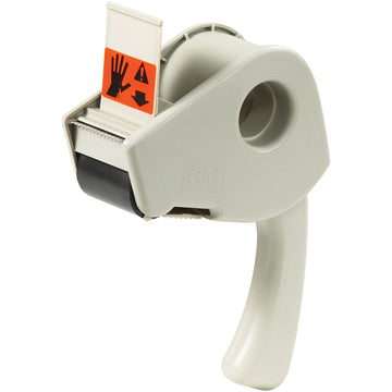 The 3M H190 is a gray plastic pistol grip carton sealing tape dispenser designed to reduce operator fatigue on busy packing lines. Features a unique pull-apart handle for fast, tool-free tape loading and high-impact plastic construction built for long-life durability. Sold as 1 dispenser per unit.