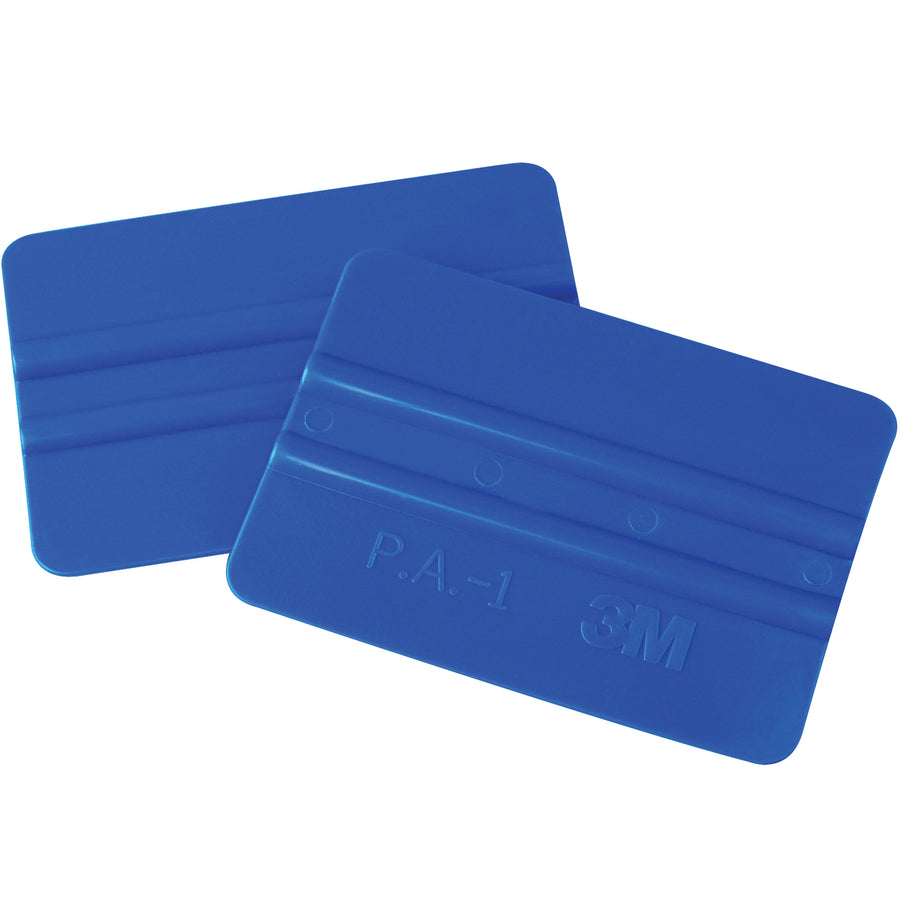 Reusable 4" x 2.75" blue plastic hand applicators designed to eliminate wrinkles and bubbles from masking, aluminum, film, and vinyl tape applications. This cost-effective squeegee tool delivers professional results on textured surfaces. Sold as a case of 25 units.