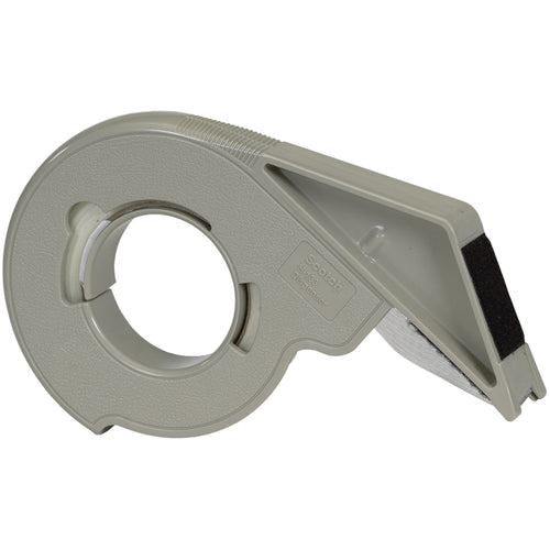 The 3M H133 gray plastic hand-held dispenser delivers one-motion cutting and buffing for fast, consistent strapping tape application. Built-in hand brake provides adjustable tension for tight, secure bundling on carton seals and reinforcement tasks. Designed for packing line supervisors who need reliable, ergonomic dispensing.