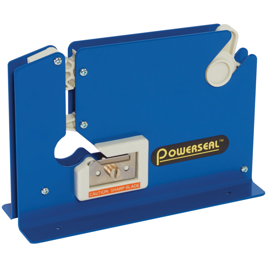Close poly bags in seconds with this all-steel, heavy-duty bag taper dispenser. Features a 3/8" wide throat, integrated trimming blade, and pre-drilled mounting holes for seamless packing line integration. Built for high-volume bag sealing operations.