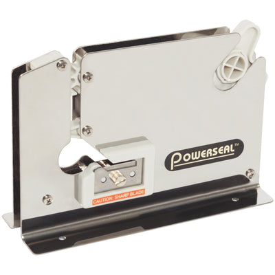 Industrial-grade stainless steel bag taper seals and trims poly bags in seconds with a simple twist-and-slot motion. Features a 3/8" throat opening, pre-drilled mounting holes for secure packing line integration, and compatible with Packrift's complete tape dispenser line. Built for high-volume bag sealing operations that demand durability and speed.