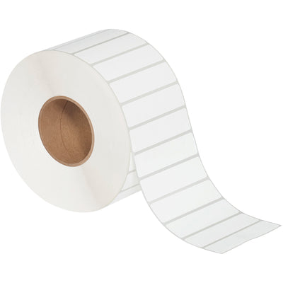 Professional-grade 4x1" white thermal transfer labels with permanent pressure-sensitive adhesive for reliable corrugated carton identification. Compatible with Zebra, Datamax, Sato and other leading thermal printers. Sold as a case of 4 rolls with perforated liners for maximum efficiency.
