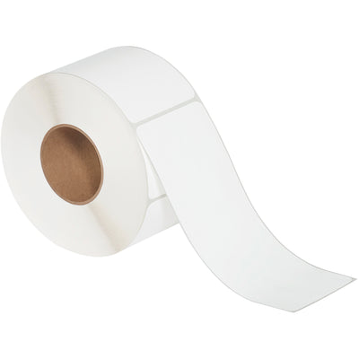 Professional-grade 4x10" white thermal transfer labels designed for shipping coordinators and logistics professionals. Matte coated facestock with permanent pressure-sensitive adhesive adheres reliably to corrugated cartons. Compatible with Zebra, Datamax, Sato, and most thermal printers–sold as a case of 4 rolls with perforated liners for fast, accurate labeling.