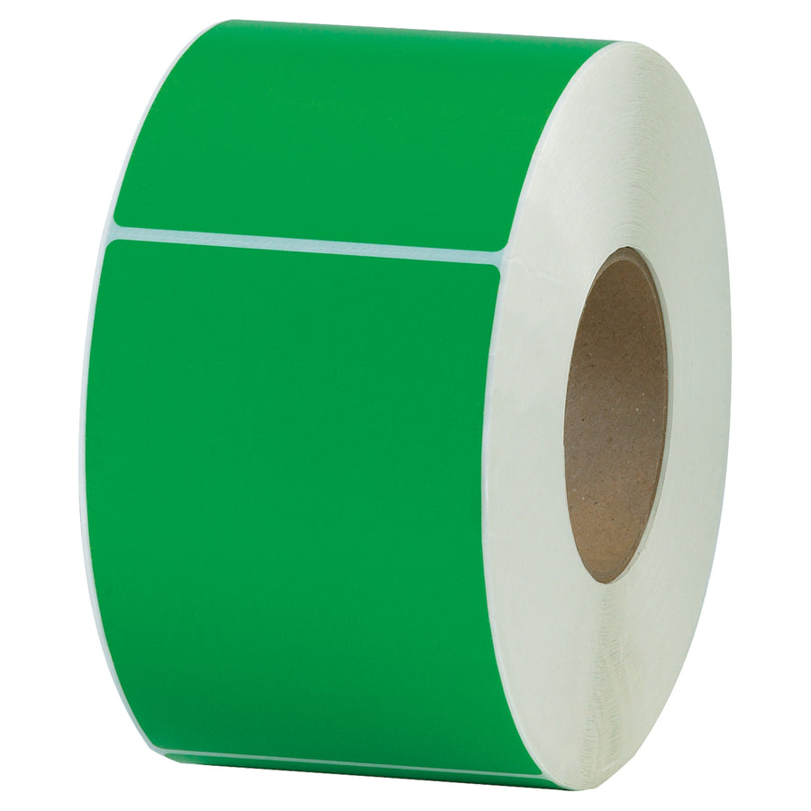 Dark green 4x6" topcoated thermal transfer labels designed for instant shipment identification and special handling compliance. Compatible with Zebra, Datamax, and Sato printers. Sold in cases of 4 rolls with 3" diameter cores for reliable label application and visibility across your supply chain.