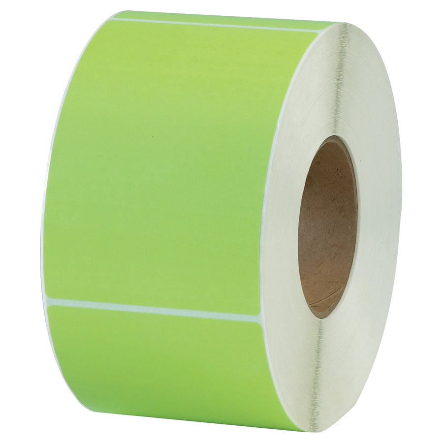 Streamline shipment identification with professional 4x6" green thermal transfer labels. Topcoated facestock ensures durability through handling and transit. Compatible with Zebra, Datamax, Sato, and other major thermal printers‚sold in cases of 4 rolls with 3" diameter core.