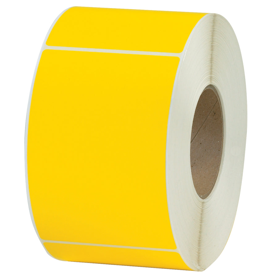 Professional-grade 4x6" yellow thermal transfer labels designed for shipping coordinators who need to color-code shipments and highlight special handling instructions. Compatible with Zebra, Datamax, Sato and other major thermal printers. Sold as a case of 4 rolls with 3" diameter cores.
