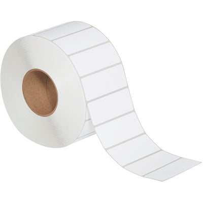 Heat-sensitive direct thermal labels sized 4" x 1.5" with bright white topcoated facestock for crisp, readable barcodes. Compatible with Zebra, Datamax, Sato and other major thermal printers–no ribbon required. Sold by the case of 4 rolls.