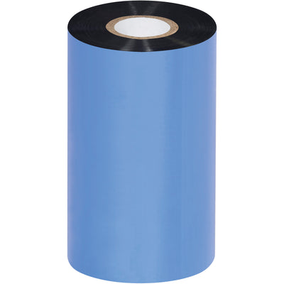 Premium 4.33" x 1345' black wax thermal ribbons designed for Sato, Zebra, and Datamax thermal transfer label printers. Case of 24 rolls delivers dark, smudge-resistant barcodes and labels while extending printhead life and reducing energy costs. Engineered for speeds up to 12 IPS with advanced Printhead Saver and anti-static coating.