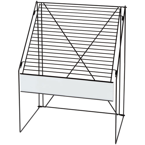 Organize and dispense tissue paper efficiently with this durable black wire rack designed to hold 20 colors on cascading stationary arms. Measuring 15