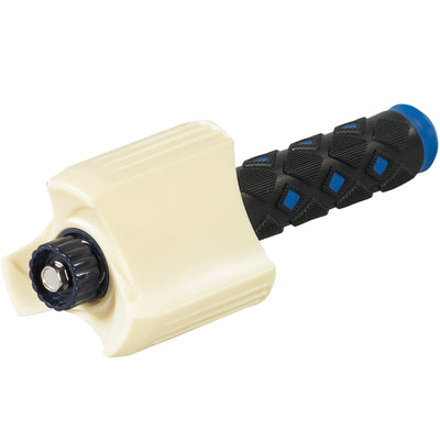 Professional-grade mini-wrap dispenser with adjustable ball bearing tension control for precise, ergonomic bundling. Handles stretch wrap film up to 10" wide on 3" core rolls. One durable plastic unit per order.