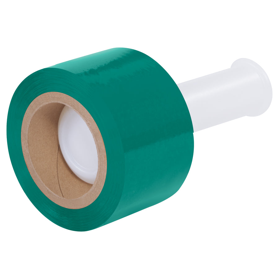 Premium 80 gauge green bundling stretch film delivers superior load retention and puncture resistance for secure bundling without residue. Three-inch width with 1000-foot roll length provides economical coverage compared to strapping or tape. Includes plastic dispenser; sold in cases of 18 rolls.