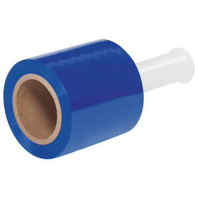 Replace strapping and tape with our 80 gauge blue bundling stretch film–faster application, lower cost, and color-coded inventory control. This 5" x 1000' cast film delivers zero residue and quiet unwind for high-volume warehouse operations. 12-roll case includes plastic dispensers.