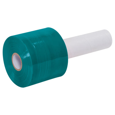 Keep warehouse bundles secure and organized with this 80 gauge green extended core bundling film. The built-in 1" diameter handle makes each roll ready to use straight from the box, while the 1000' length per roll maximizes productivity and cuts application time versus tape or strapping. Sold as a case of 18 rolls for consistent inventory dating and product differentiation.
