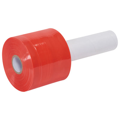 Professional-grade 80 gauge red extended core bundling stretch film designed for high-volume warehouse and pallet operations. Each case includes 18 rolls of 1000' film with integrated 1" diameter core handle for immediate use. Delivers superior load retention and puncture resistance without residue.