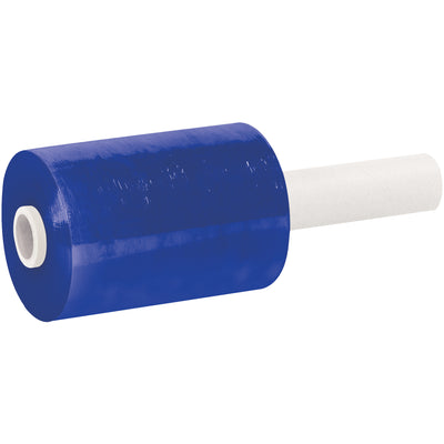 Blue extended core bundling film with built-in handle for fast, hands-free bundling. Each case includes 12 rolls of 5" x 80 gauge x 1000' cast film–more economical and faster than strapping or tape. Residue-free, quiet, and ideal for inventory dating or product identification in warehouse and pallet operations.