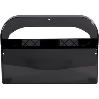 Professional-grade toilet seat cover dispenser in smoke plastic finish for high-traffic commercial bathrooms. Dispenses one cover at a time to reduce waste and maintain hygiene standards. Single-unit case delivers reliable sanitation compliance for your facility.