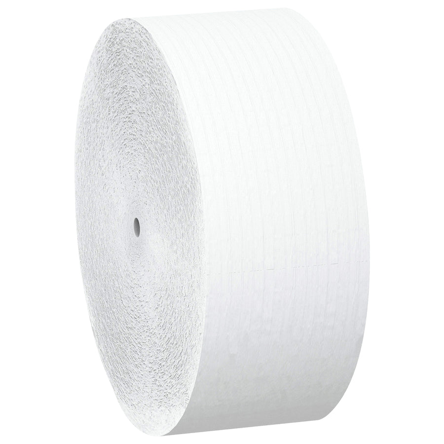 Scott® Essential™ 2-ply coreless toilet tissue delivers high strength with extra softness, requiring fewer refills and reducing maintenance costs. This 36-roll case of white paper tissue is engineered for efficient dispensing in commercial and industrial facilities. Compatible with coreless dispensers–less downtime, less waste, maximum productivity.
