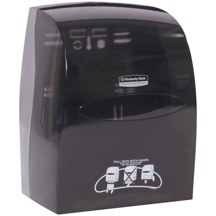 Eliminate cross-contamination with this hands-free 8" roll towel dispenser featuring quiet, battery-free operation. Built from high-impact black plastic (16" x 13" x 10"), it delivers consistent one-at-a-time dispensing in any commercial restroom. Ship-ready, case of 1.