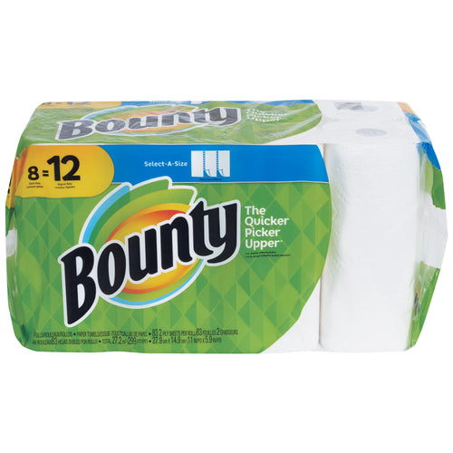 Bounty Select-A-Size premium 2-ply paper towels offer superior absorbency for industrial janitorial and jan-san applications. Each 11x6 white sheet tears cleanly to handle spills efficiently with zero waste. Sold as a case of 8 rolls‚the cost-effective choice for high-traffic facilities.