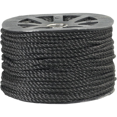 Heavy-duty 1/4" black twisted polypropylene rope delivers 1,150 lb tensile strength in a 600' continuous spool. Lightweight, buoyant, and resistant to oil, gasoline, water, and most chemicals–ideal for industrial tying, securing, and fastening applications. Ships as one case.