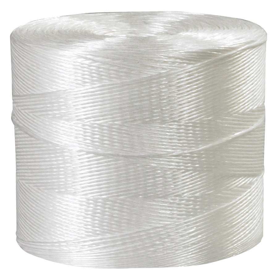 Heavy-duty white polypropylene tying twine with 110 lb tensile strength delivers reliable holding power for bundling, securing, and fastening applications. Featuring minimal stretch, exceptional uniformity, and a smooth surface that's easy on hands, this 10,500' case is rot, mildew, and insect resistant for long-term storage and outdoor use. Flexible but firm construction ensures consistent, secure knots every time.