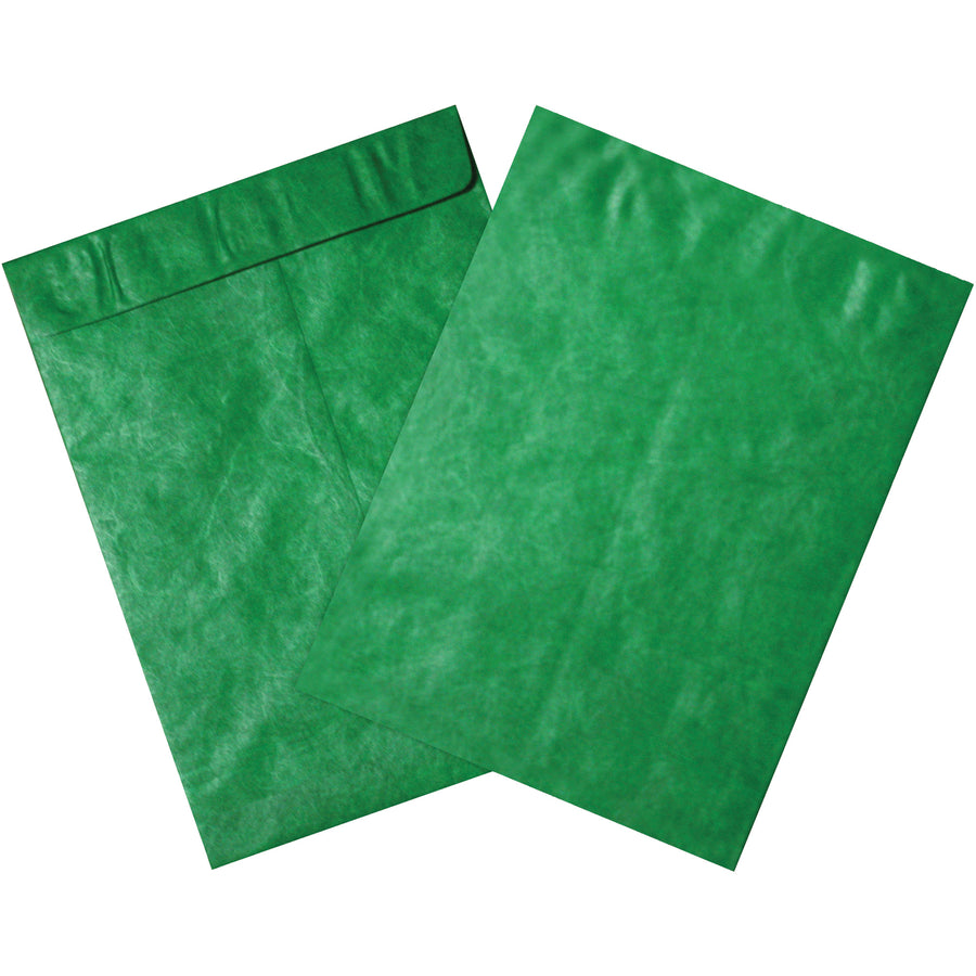 10x13" Green Tyvek® Self-Seal Envelopes - Tear Resistant, Case of 100