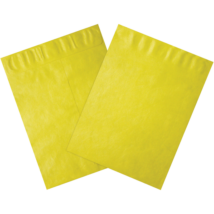 Premium 12 x 15.5" yellow Tyvek mailers with self-seal closure deliver unmatched durability and professional appearance. Made from 14 lb. olefin material‚10 times stronger than paper‚these puncture and tear-resistant envelopes protect contents through rough handling and shipping. One case of 100 keeps your mailing operations running efficiently.