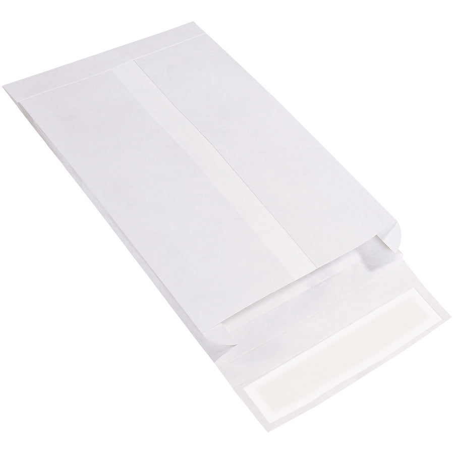 10x13x2 White Tyvek Expandable Envelopes - Tear Resistant, Case of 100