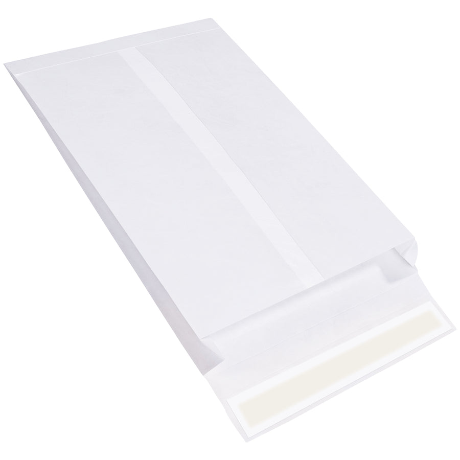 Ship with confidence using these 16x12x2 expandable Tyvek envelopes, 10 times stronger than paper and built for puncture, tear, and moisture protection. Constructed from 18 lb. olefin with self-seal closure and 2-inch expansion capacity for bulky items. Case of 100 mailers ready to ship.