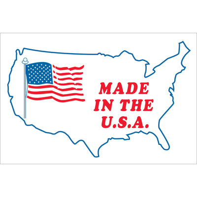 Proudly display American manufacturing with these 3x4" Made in USA labels printed on durable semi-gloss coated paper. Each roll contains 500 labels ready for immediate use on shipments, retail packaging, or export documentation. Compatible with tabletop and wall-mounted dispensers for streamlined warehouse operations.