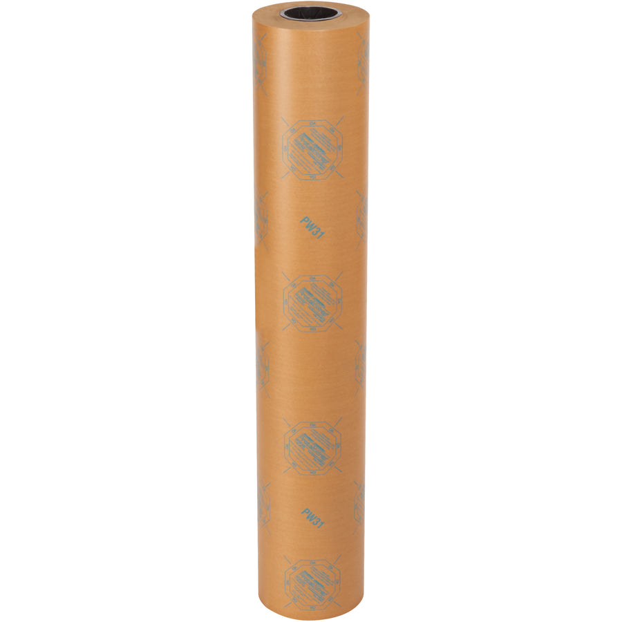 Protect ferrous metal parts from rust, corrosion, and oxidation with this industrial-grade VCI waxed paper roll. Chemically treated to continuously release vapor-phase corrosion inhibitors that create a protective barrier around metal surfaces. Each 36" x 200 yds roll provides complete wraparound protection for parts storage and shipment.