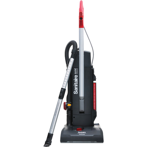 Commercial-duty upright vacuum engineered for high-performance multi-surface cleaning in facilities, workshops, and garages. Features built-in tools including 9' stretch hose, telescopic wand, and dusting brush for maximum efficiency without tool storage hassles. Washable HEPA filter reduces replacement costs and maintenance downtime.