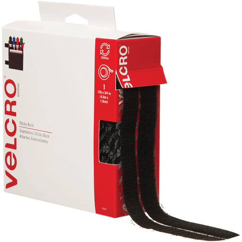 Heavy-duty black hook and loop combo pack built for packing lines and case sealing. This 3/4