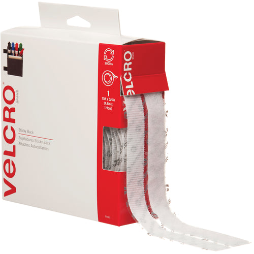 Heavy-duty white hook and loop combo pack designed for packing line supervisors who need reliable, reusable fastening on case seals and product attachments. This 3/4