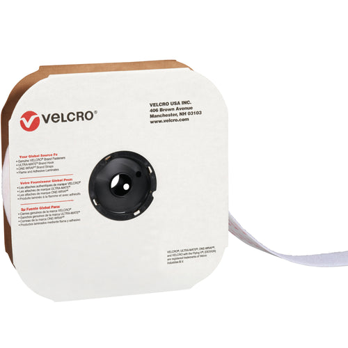Self-adhesive white loop VELCRO Brand tape delivers reusable fastening for high-speed packing lines. This 2