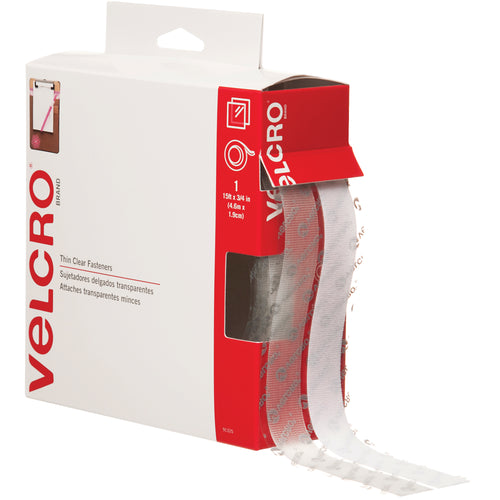 High-performance clear VELCRO Brand hook and loop tape combo pack delivers 36 PSI shear strength‚nearly 3X standard strips. Pre-cut 3/4