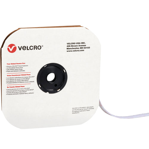 Reattachable white loop VELCRO Brand tape sized 1/2