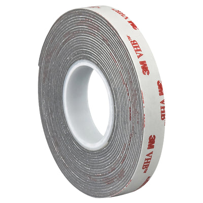 3M 4941 VHB tape eliminates rivets, bolts, and spot-welds with superior permanent bonding. This 1/2" x 5 yard roll features 45-mil gray acrylic foam that conforms to irregular surfaces and mixed substrates. Rated -40°F to 200°F with moisture, solvent, and UV resistance–ideal for assembly line applications.